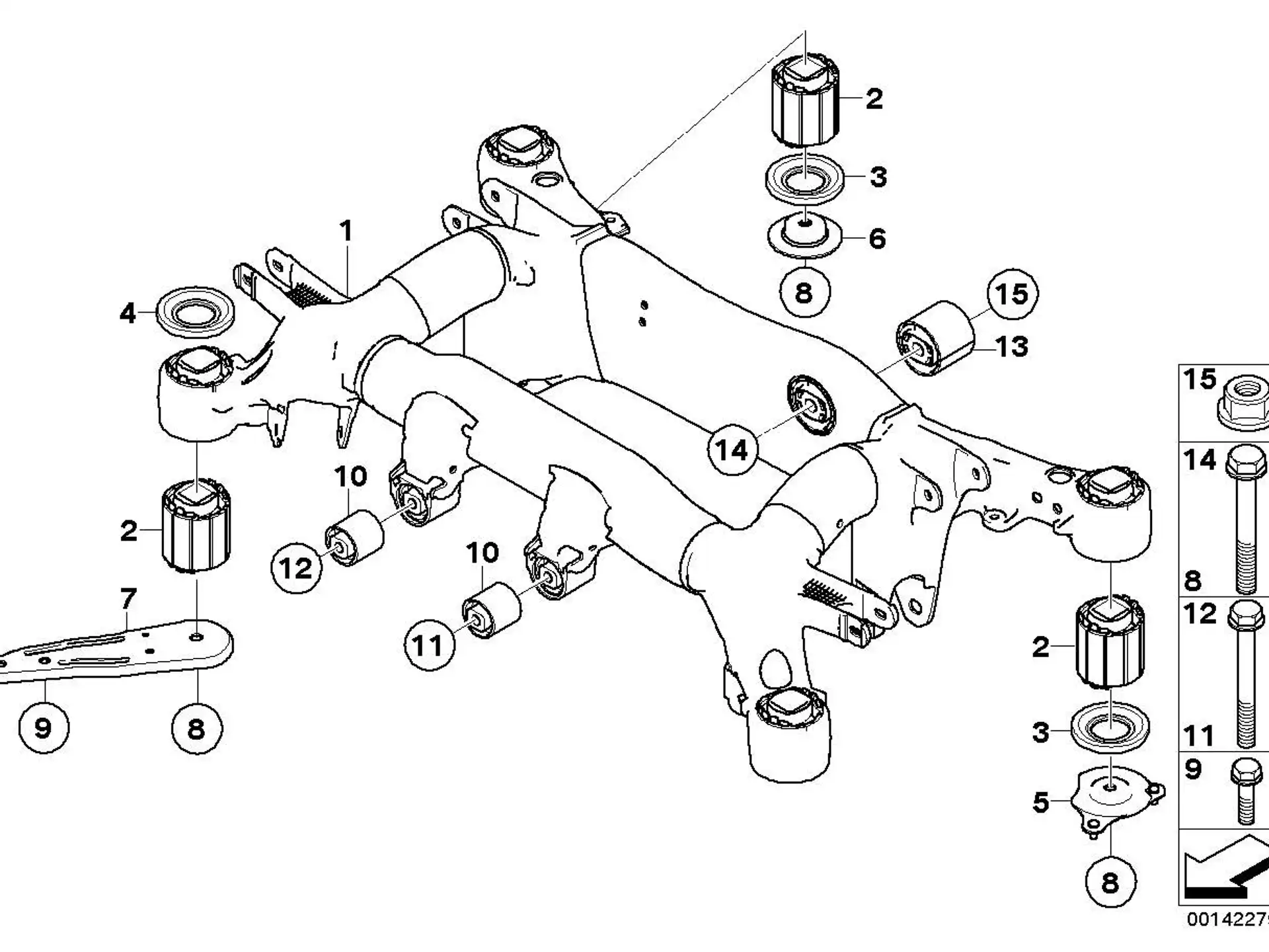 BMW Gummilager hinten E60 E61 E63 E64 33172282729