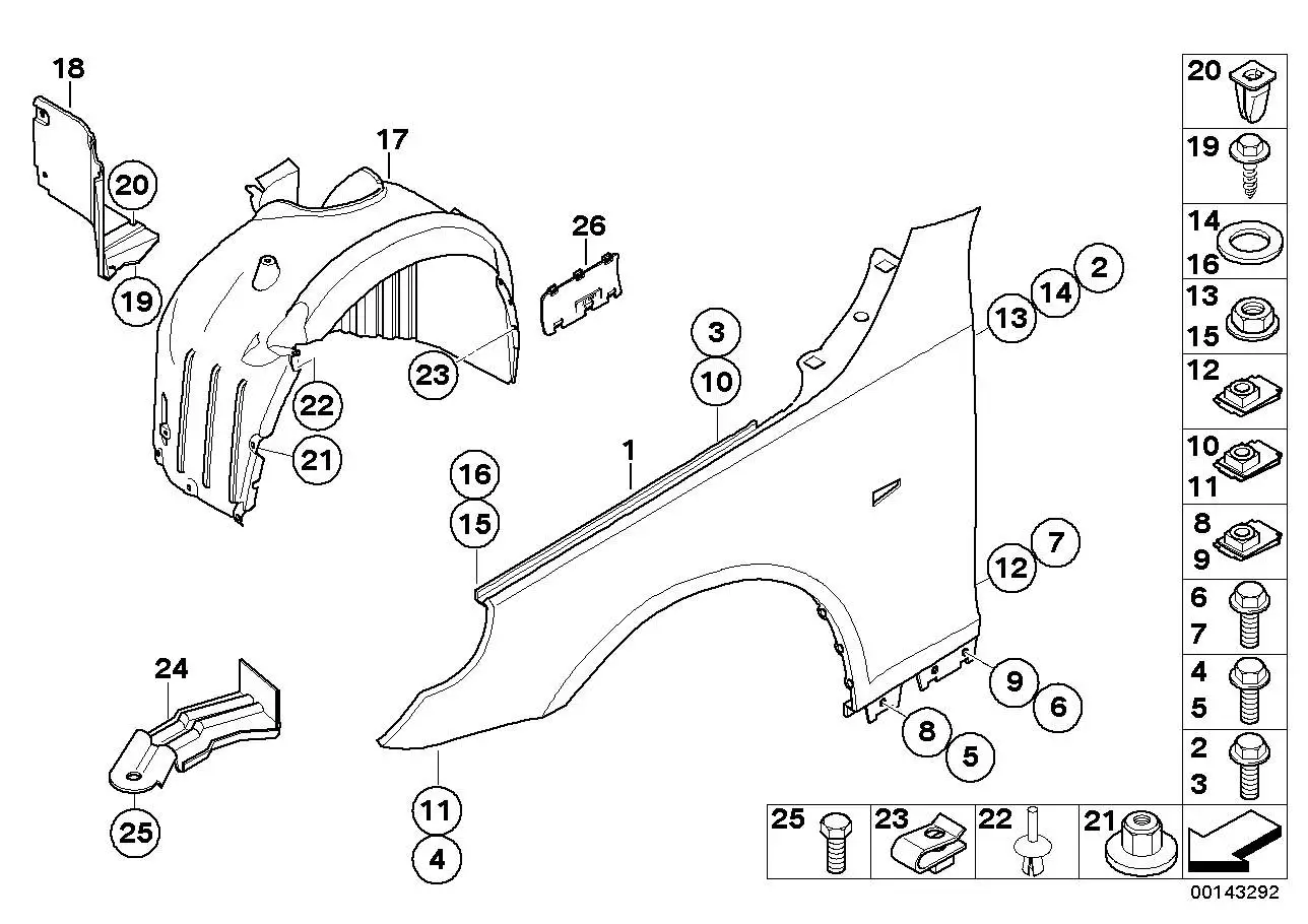BMW Halter Abdeckung Radhaus vorne rechts E60 E61 E63 E64 5171714