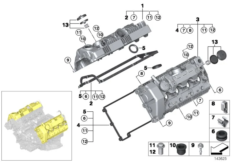 BMW Dichtungssatz Zylinderkopfhaube E53 E60 E61 E63 E64 E65 E66 E70 11127513194