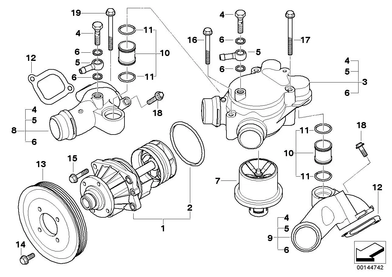 BMW Thermostatgehäuse E60 E61 E63 E64 11537834271 - Bildposition