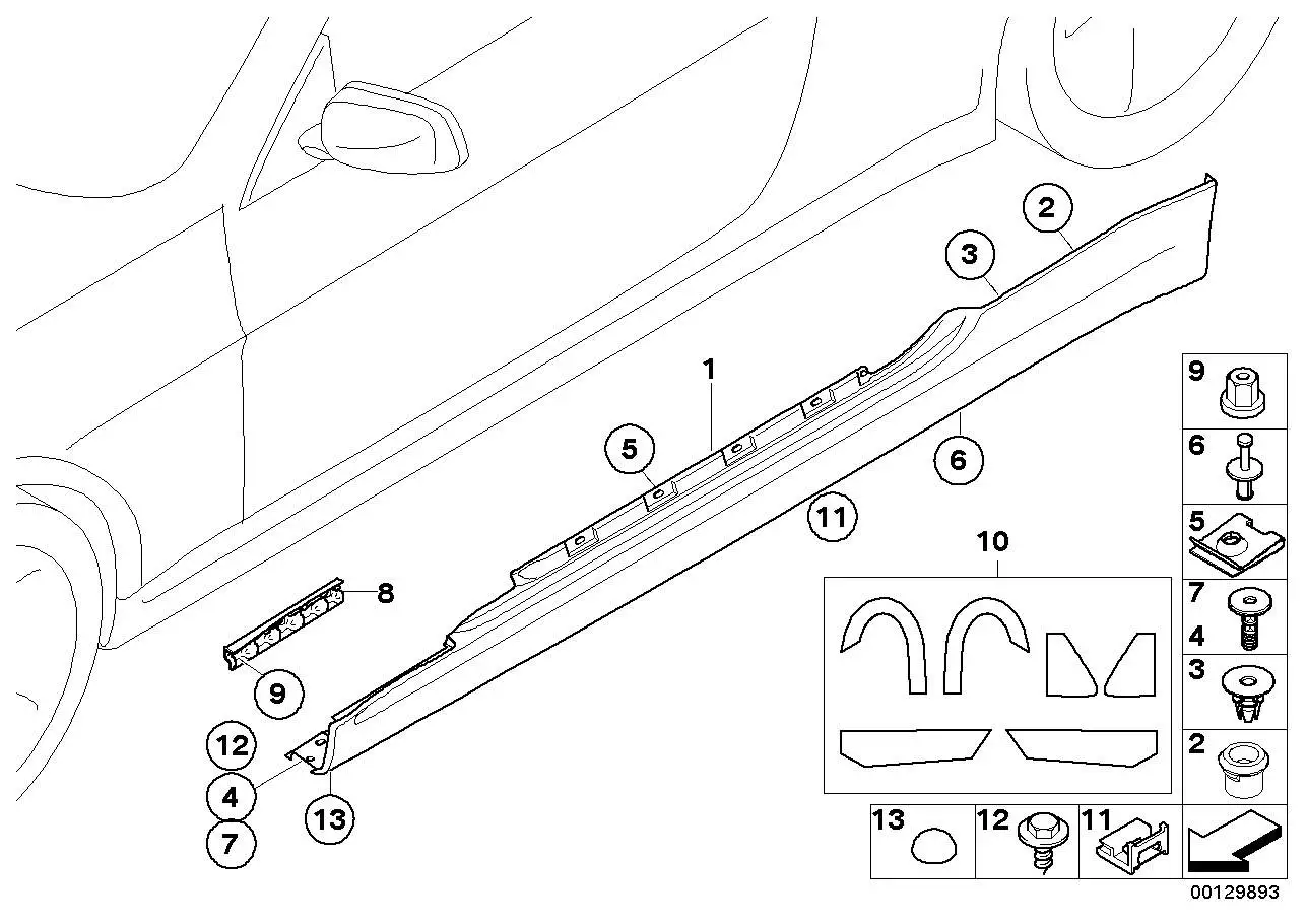 BMW Abdeckung Schweller grundiert rechts E63 E64 51777899546