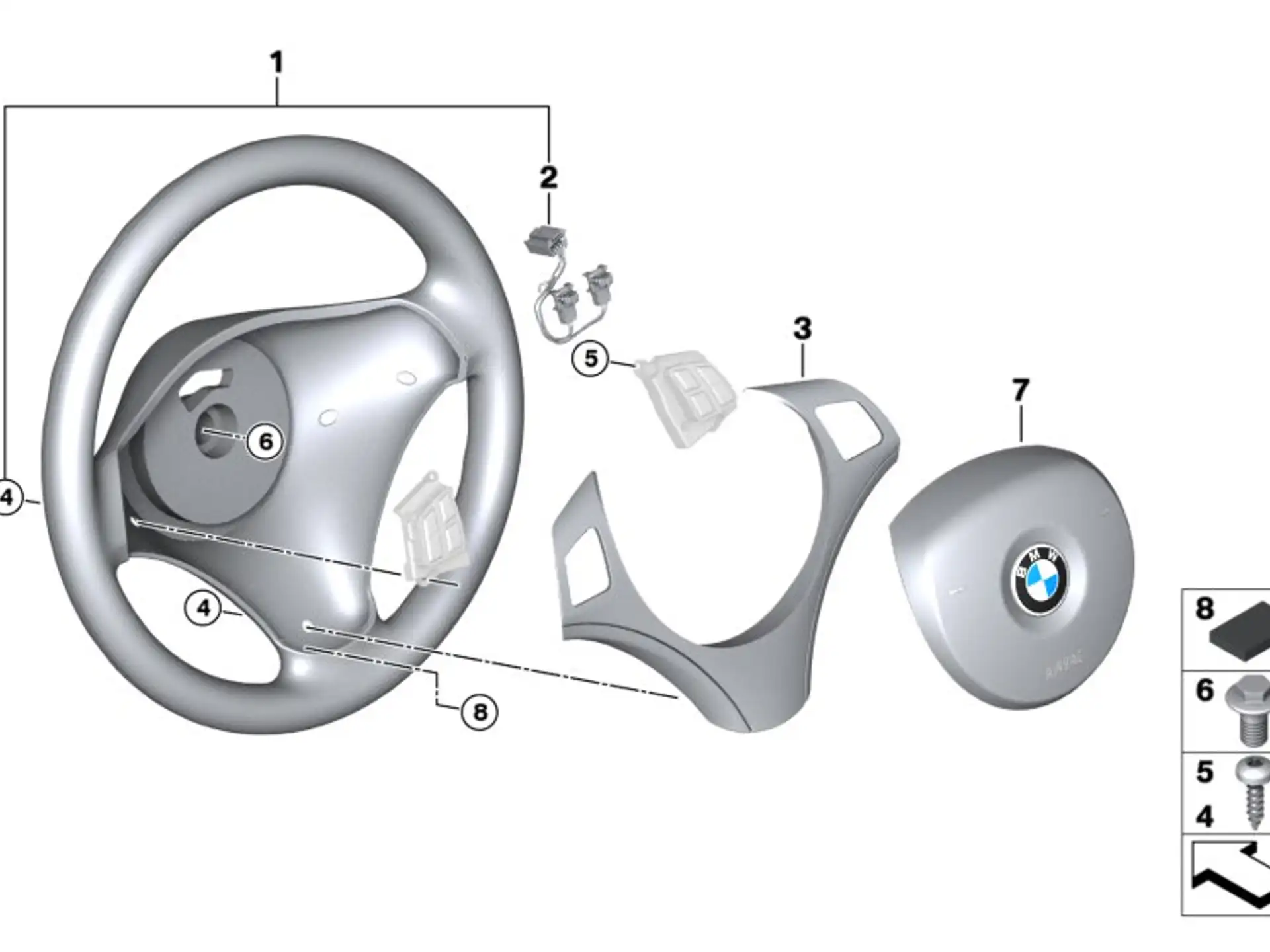 BMW Abdeckung Lenkrad schw./Perlglanz Chrom E81 E82 E84 E87 E88 E90 E91 32306850544
