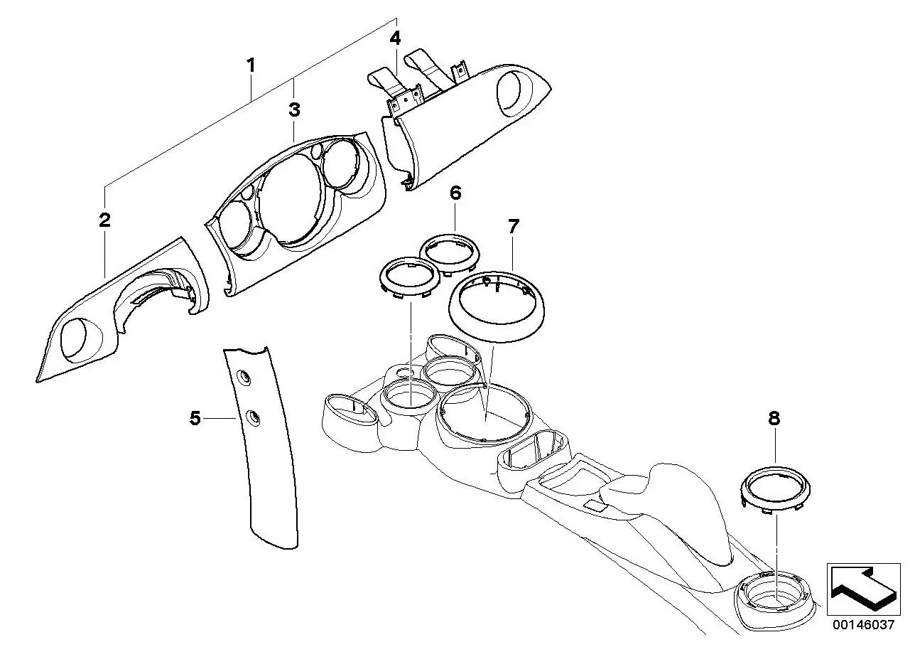 BMW Einsatz Funktionsträger links R50 R52 R53 51167055865