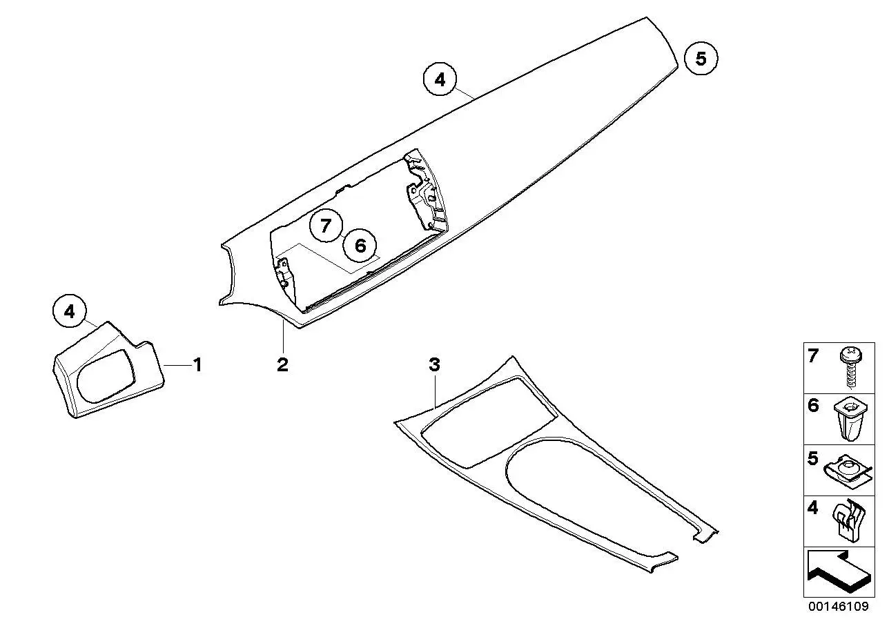 BMW Blende Mittelkonsole 51168035109 - Bildposition 03