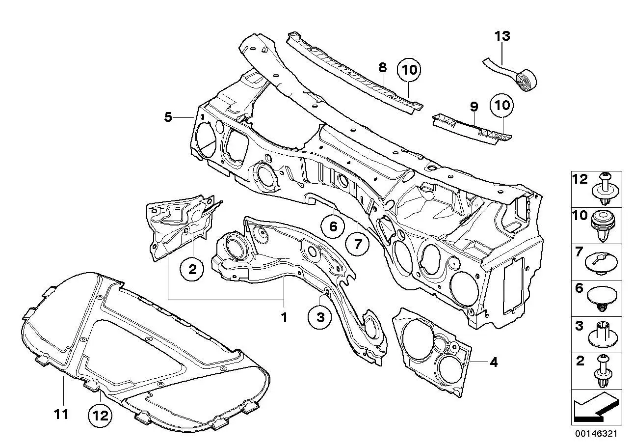 BMW Satz Schallisolierung Stirn-/Trennwand E81 E82 E84 E87 E88 E9