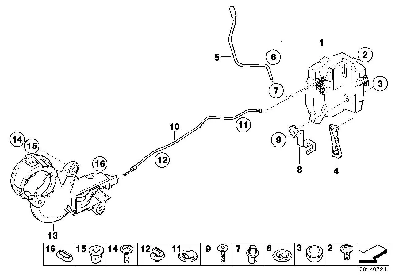 BMW Bowdenzug Türöffner R50 R52 R53 51217143538 - Bildposition 10