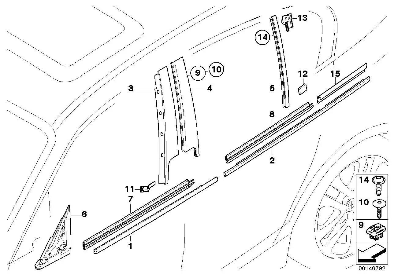 BMW Blende B-Säule Tür hinten rechts E87 51347068102