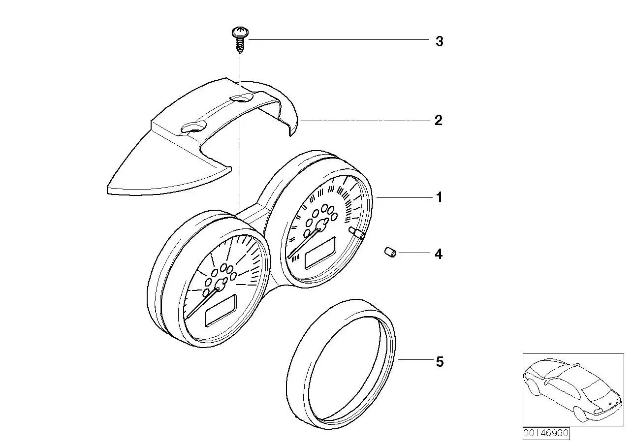 BMW Chromring Instrumente Lenksäule R50 R52 R53 62116977372 - Bil