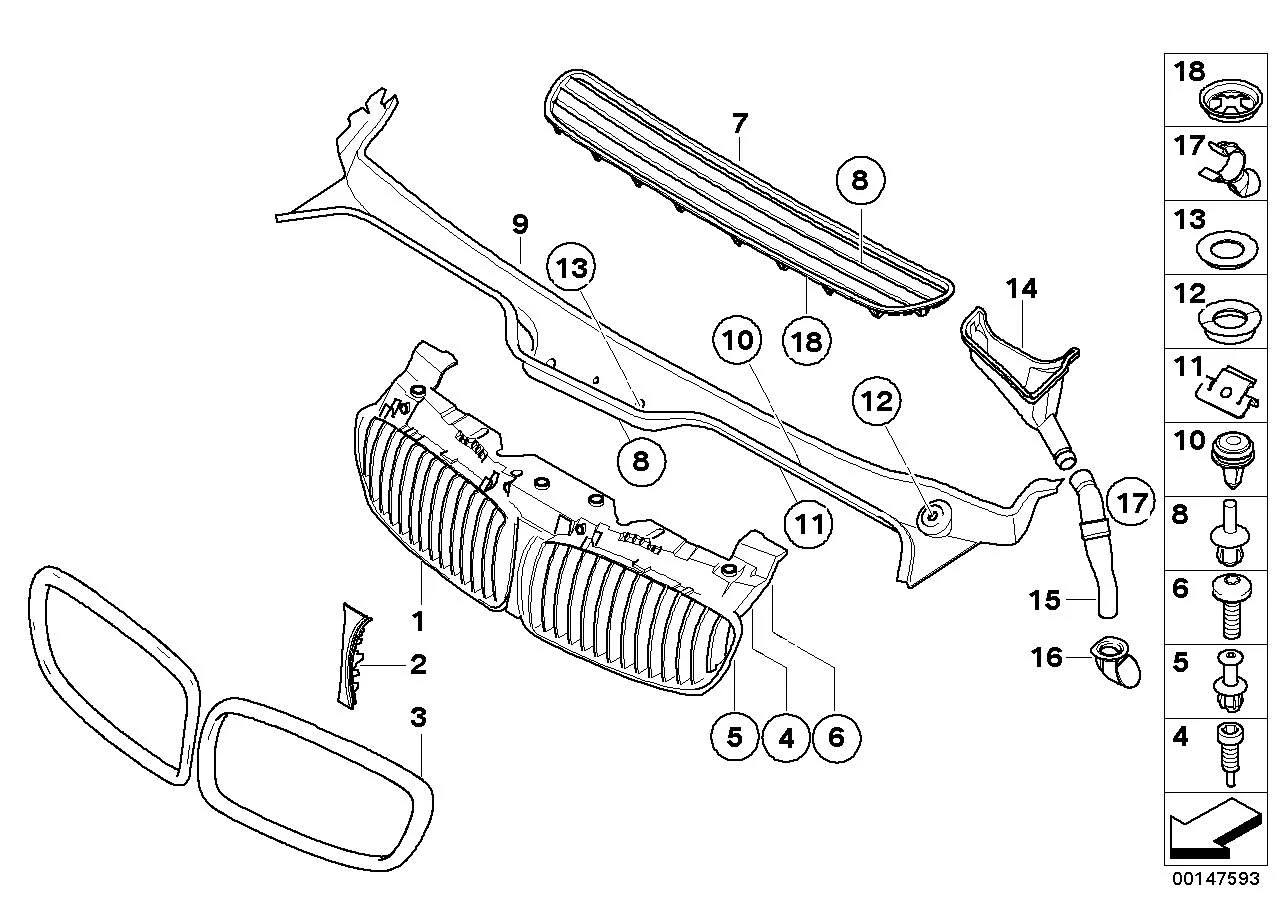 BMW Ziergitter Rahmen Front E65 E66 51137145738