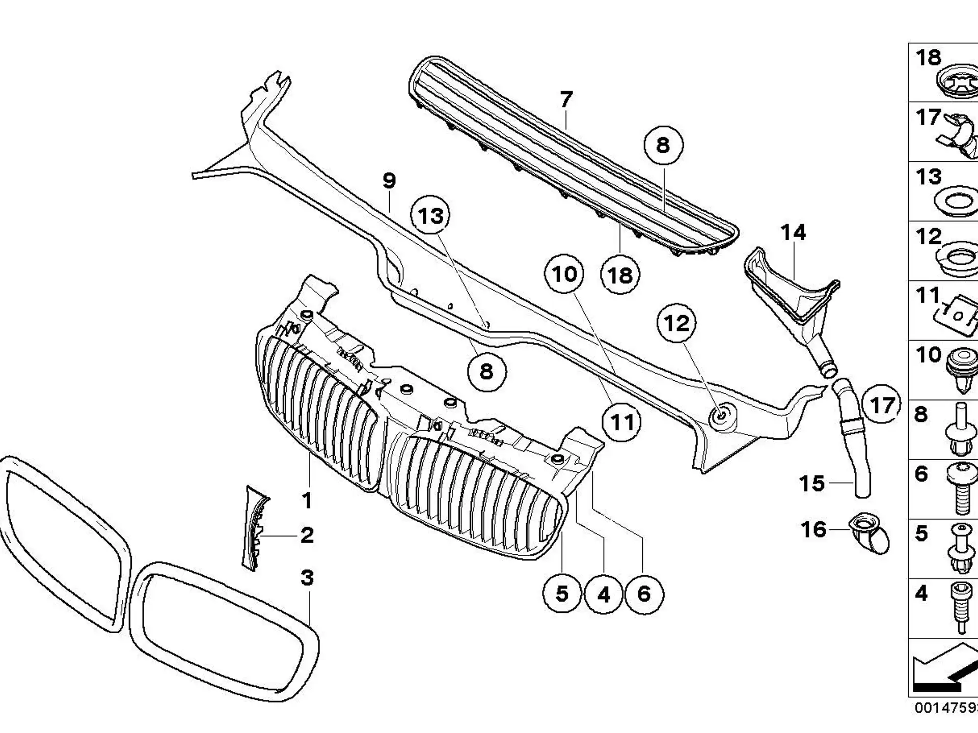 BMW Ziergitter Rahmen Front E65 E66 51137145738
