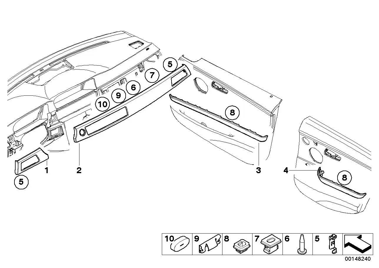 BMW Blende I-Tafel Aluminium rechts E90 E91 E92 E93 51459147391 -
