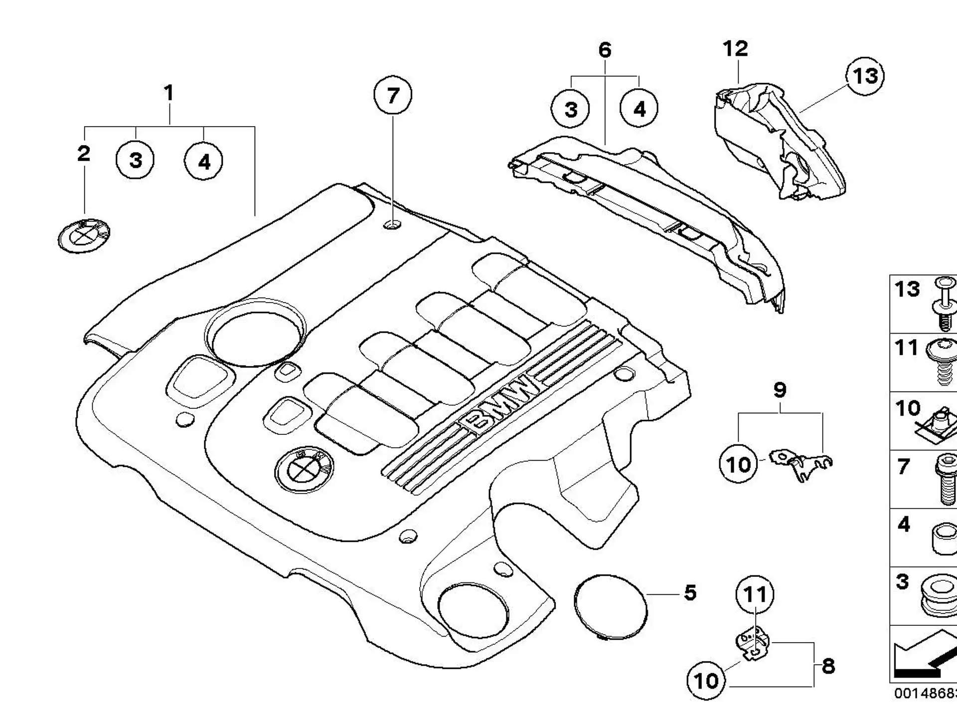 BMW Abdeckung E60 E61 E63 E64 E65 E66 E70 E71 E83 E90 E91 E92 11147788915