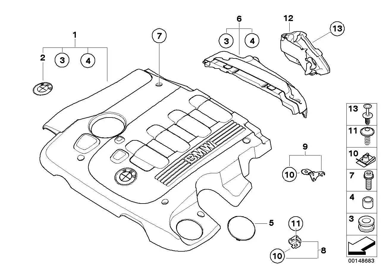 BMW Abdeckung E60 E61 E63 E64 E65 E66 E70 E71 E83 E90 E91 E92 111
