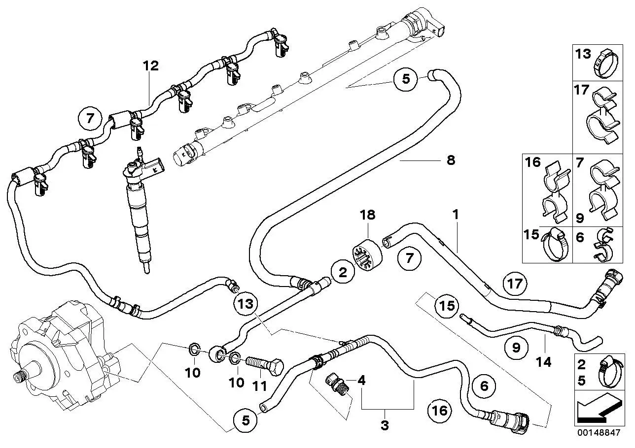 BMW Leitung Lecköl E60 E61 E63 E64 E65 E66 E70 E71 E83 E90 E91 E9