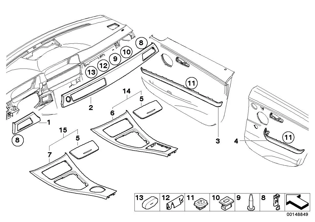 BMW Blende I-Tafel Aluminium links E90 E91 E92 E93 51459147390 -