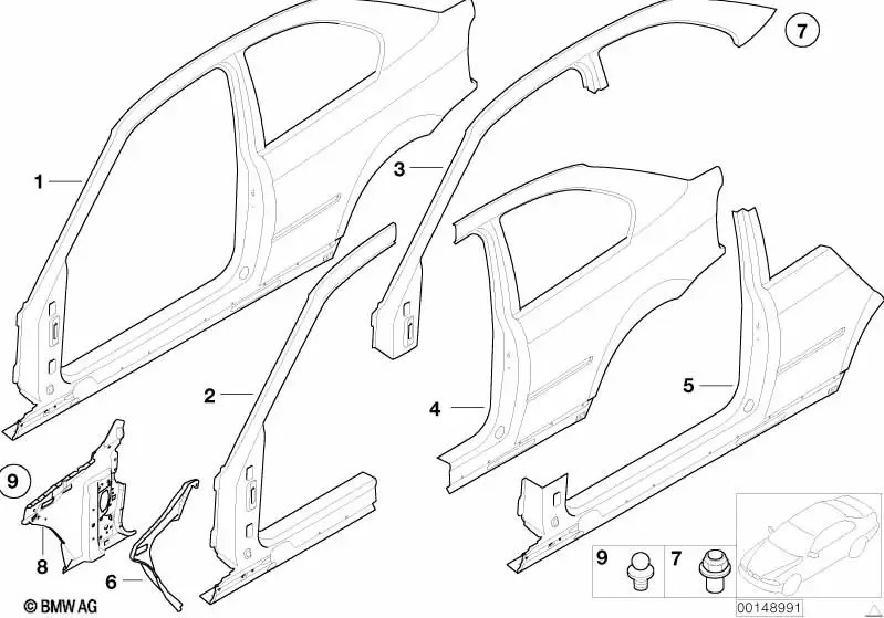 BMW Seitengerippe rechts 41217044350 - Bildposition 01