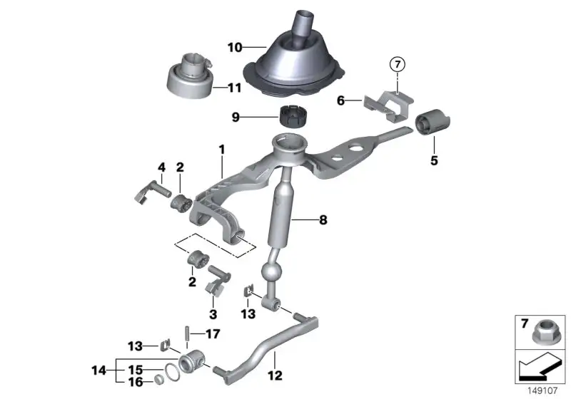 BMW Schaltstange E84 E90 E91 E92 E93 25117590608 - Bildposition 1