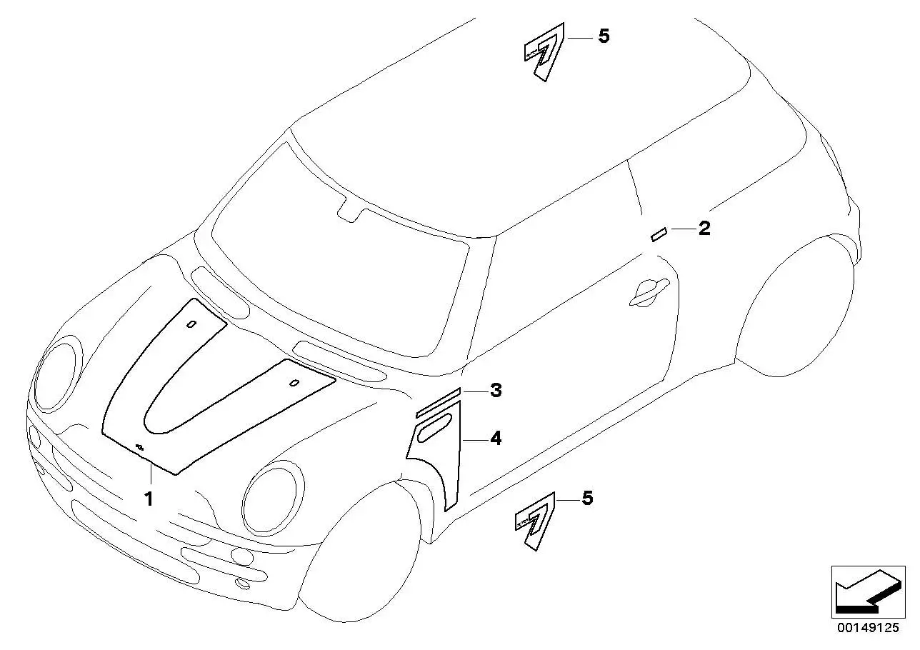 BMW Dekorstreifen R53 51147168894
