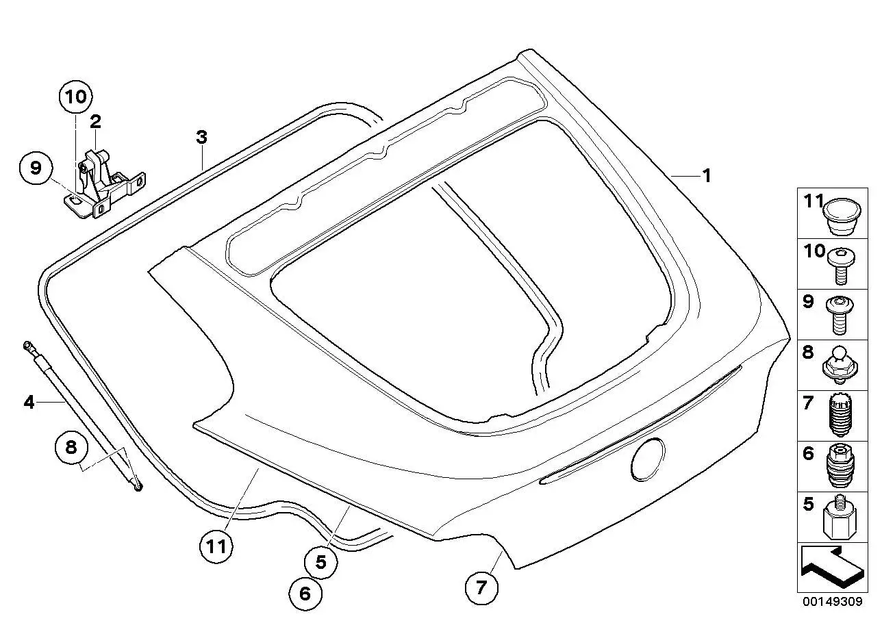 BMW Gasfeder Heckklappe E86 51243420572 - Z4 E86