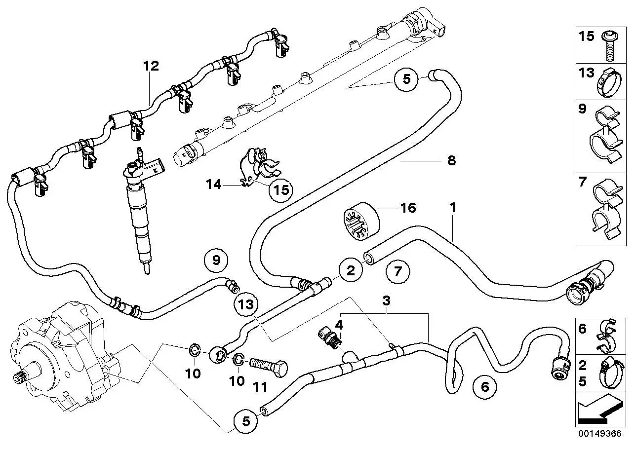 BMW Kraftstoff-Rücklaufleitung E60 E61 E63 E64 E65 E66 1353779613