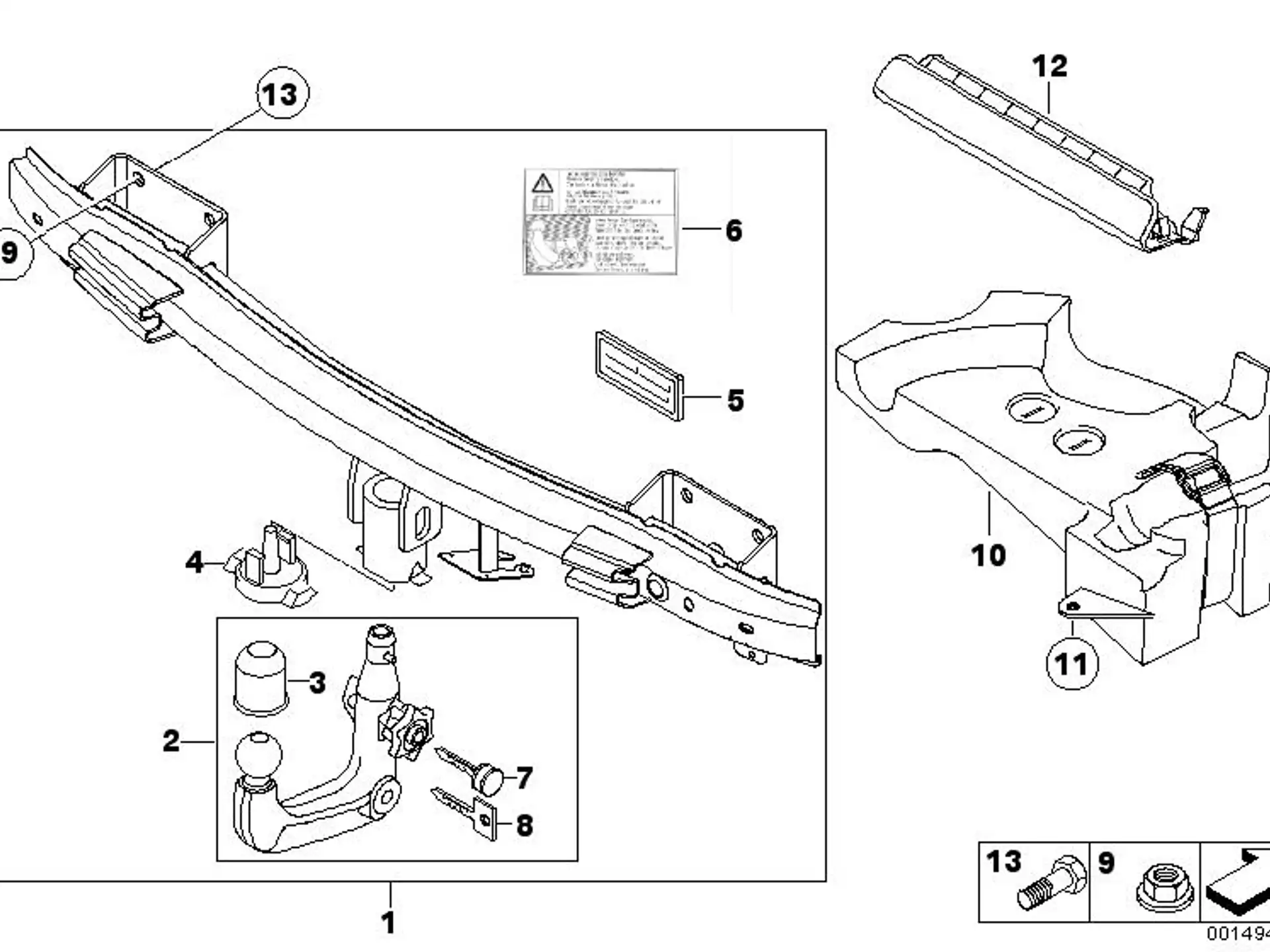 BMW Stützlastschild E30 E32 E34 E36 E39 E46 E81 E82 E84 E87 E88 E90 E91 E92 E93 R60 R61 71601135082