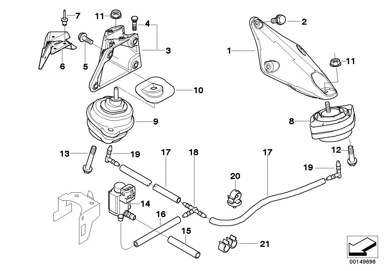 BMW Motorlager links E83 22113421297