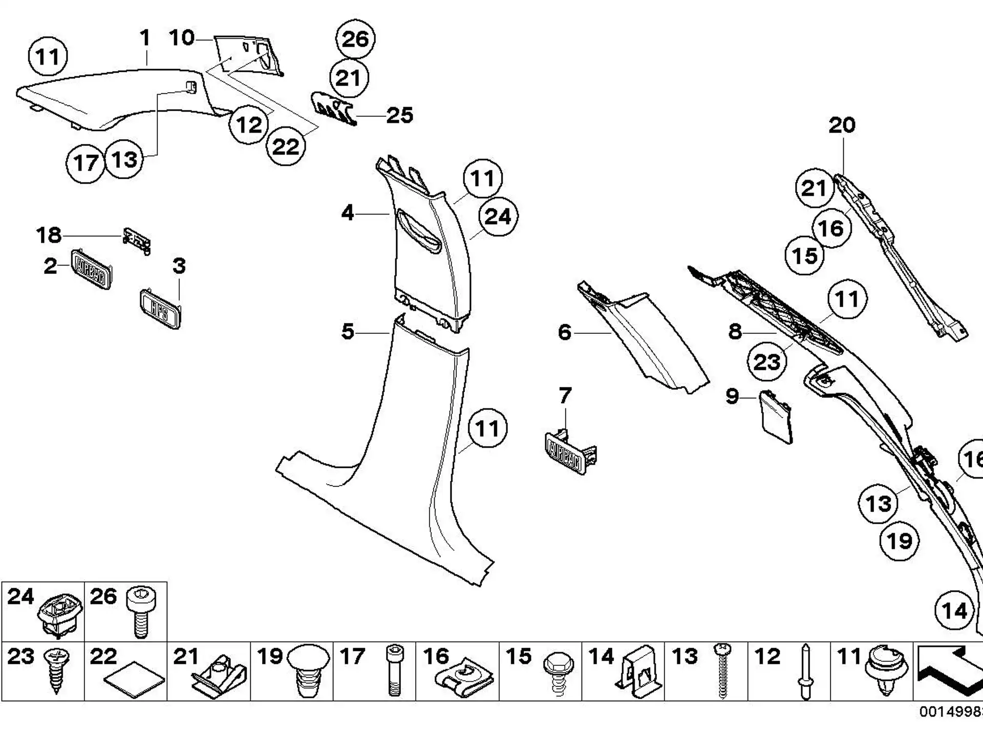 BMW Abdeckkappe "Airbag" E38 E39 E46 E53 E60 E61 E63 E65 E66 E70 E71 E72 E81 E82 E83 E87 E90 E91 E92 51432251367