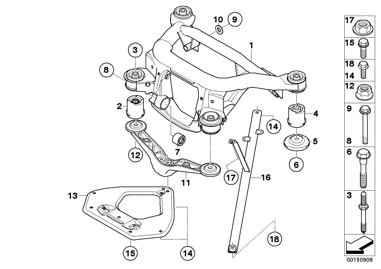 BMW Hinterachsträger 33317840907 - Z4 E85, Z4 E86