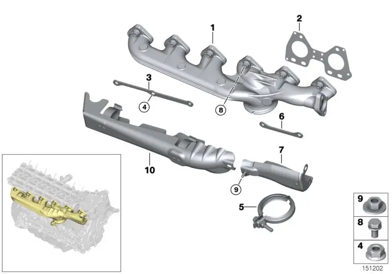 BMW Abgaskrümmer E60 E61 E65 E66 E70 E71 E83 E90 E91 E92 E93 1162