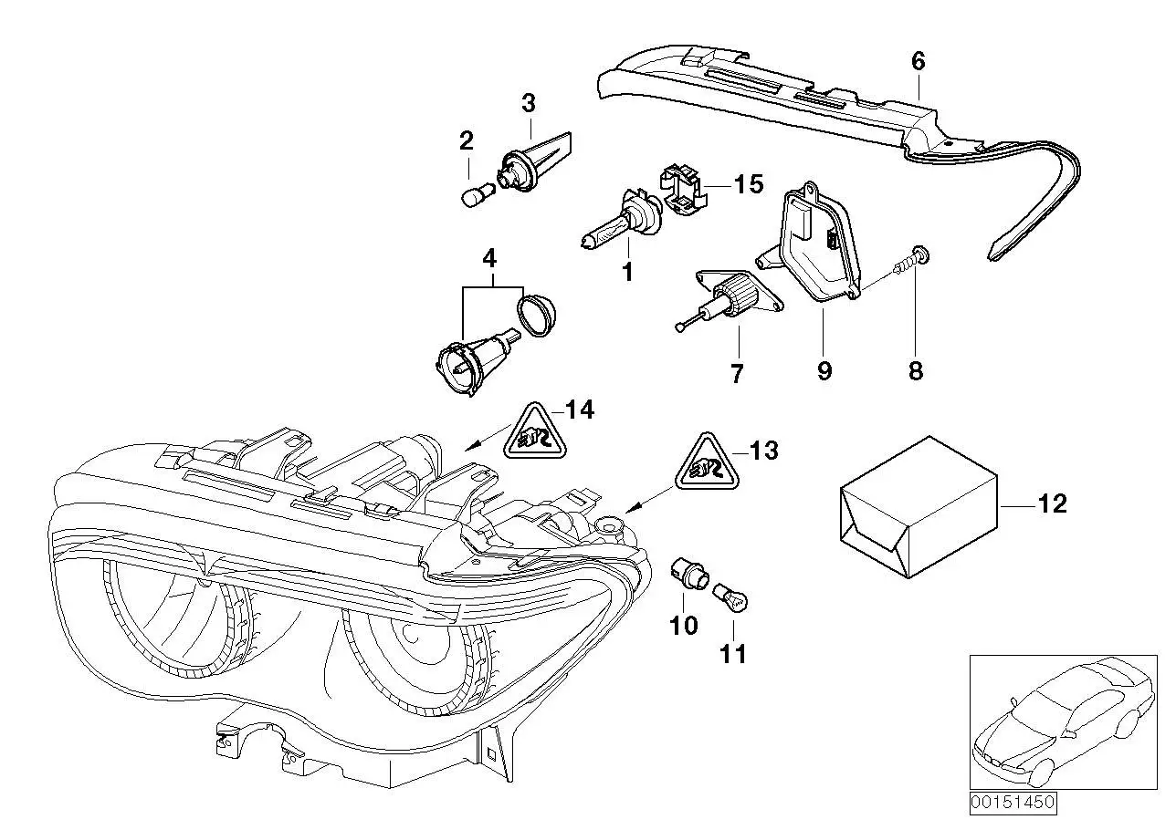 BMW Dichtung Scheinwerfer rechts E65 E66 63117162086 - Bildpositi
