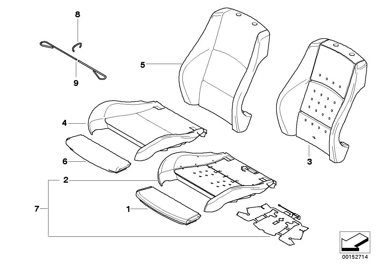 BMW Polsterteil Sportsitz rechts 52107244128 - 3er E90, 3er E91