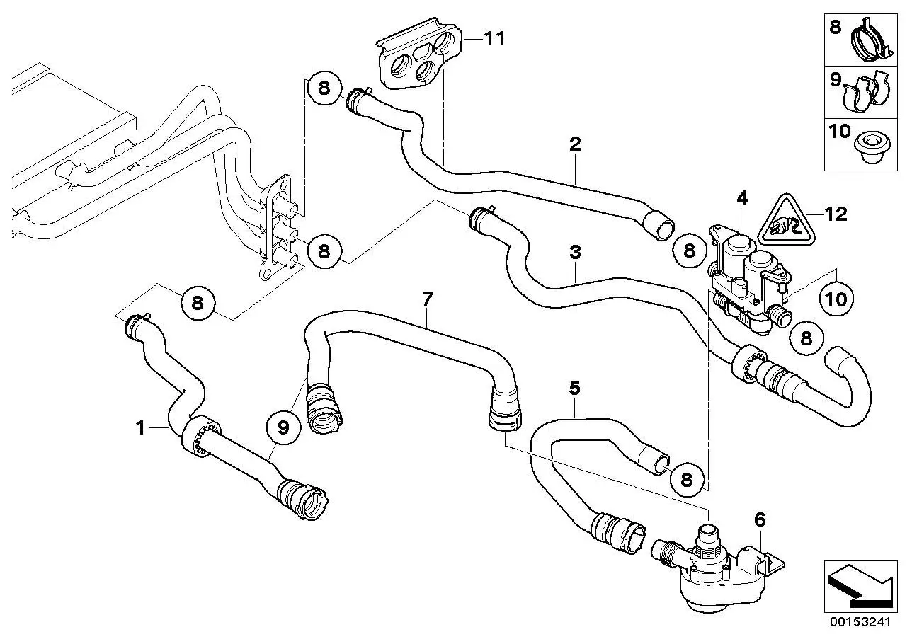 BMW Schlauch Zusatzwasserpumpe-Motorvorlauf E60 E61 E63 E64 64216