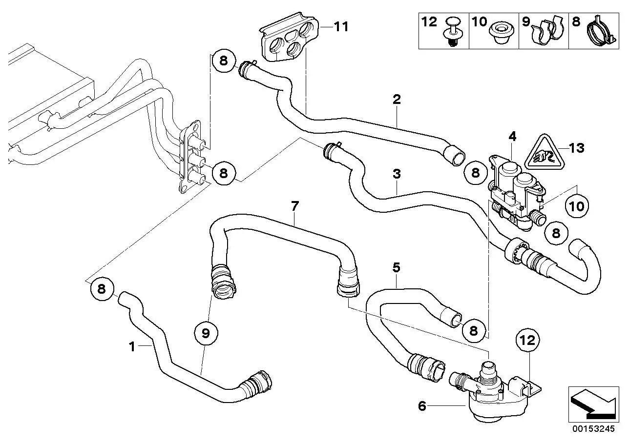 BMW Schlauch Wasserventil-Heizkörper E60 E61 E63 E64 64216910758