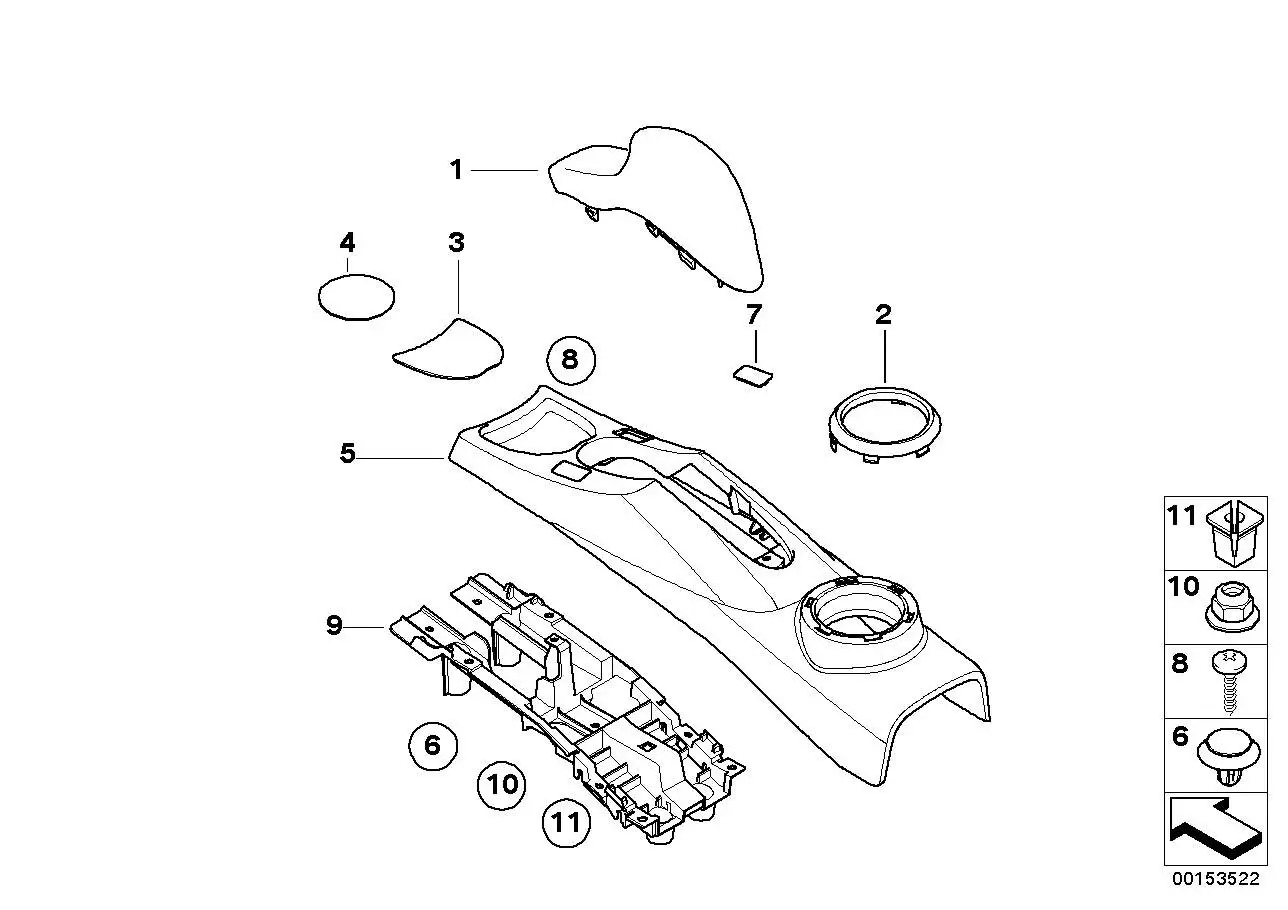 BMW Zierring Handbremskonsole Dekor silber R50 R52 R53 5116713279