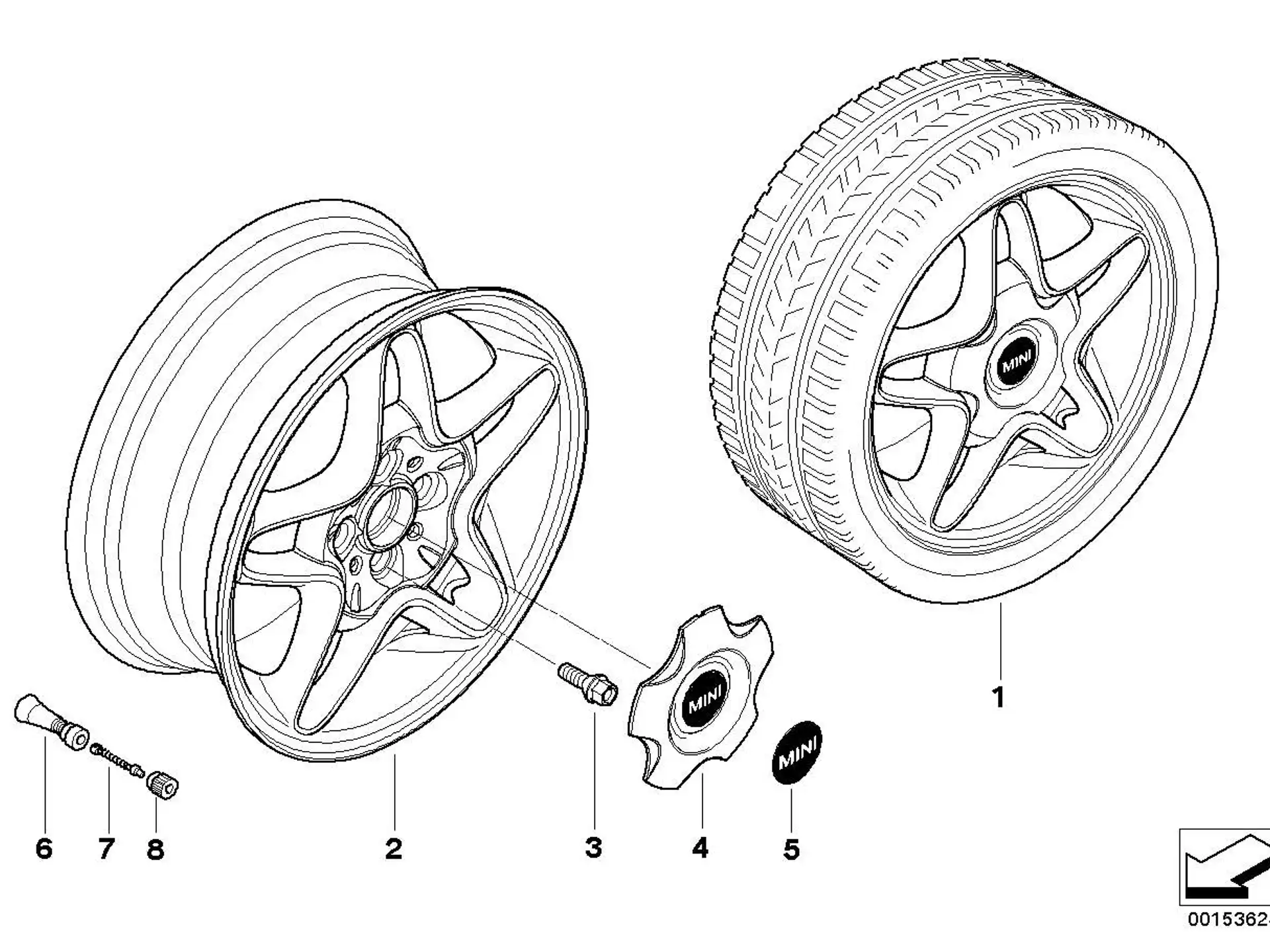 BMW Nabenabdeckung silber R50 R52 R53 R55 R56 R57 36136771000