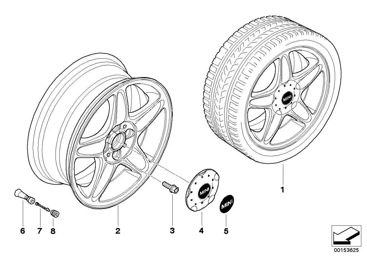 BMW Nabenabdeckung silber R50 R52 R53 R55 R56 R57 36136771001