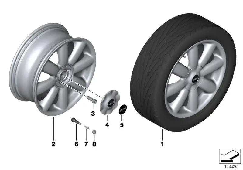 BMW Nabenabdeckung silber R50 R52 R53 R55 R56 R57 R58 R59 3613677