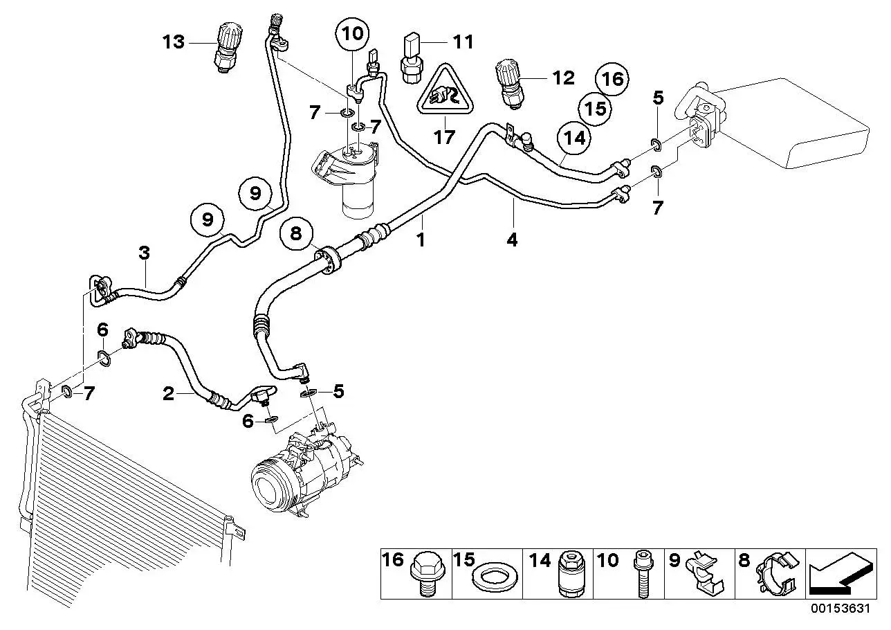 BMW Druckleitung Kompressor-Kondensator 64506950780 - Bildpositio