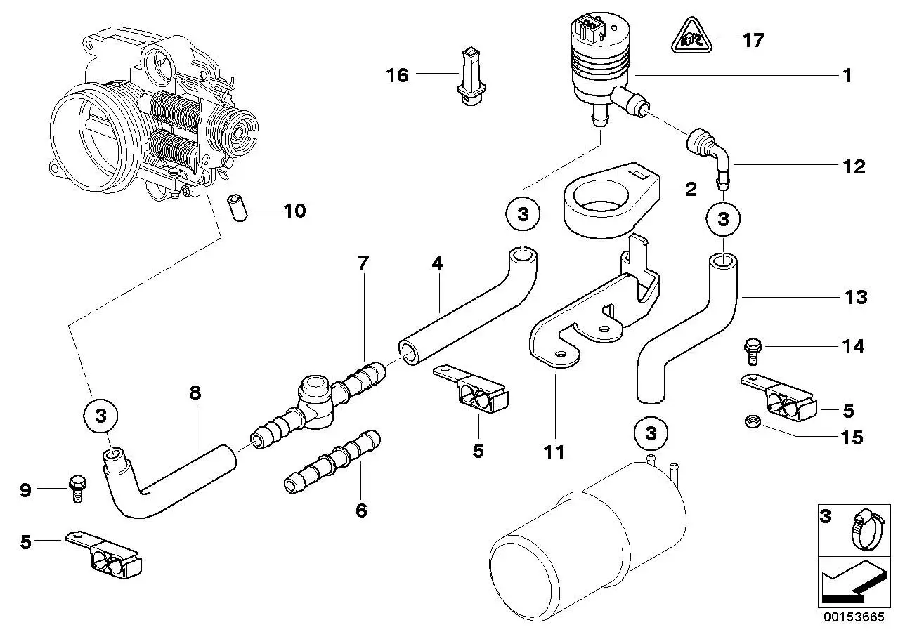 BMW Halter Tankentlüftungsventil E31 E36 E38 E39 E52 13901740461
