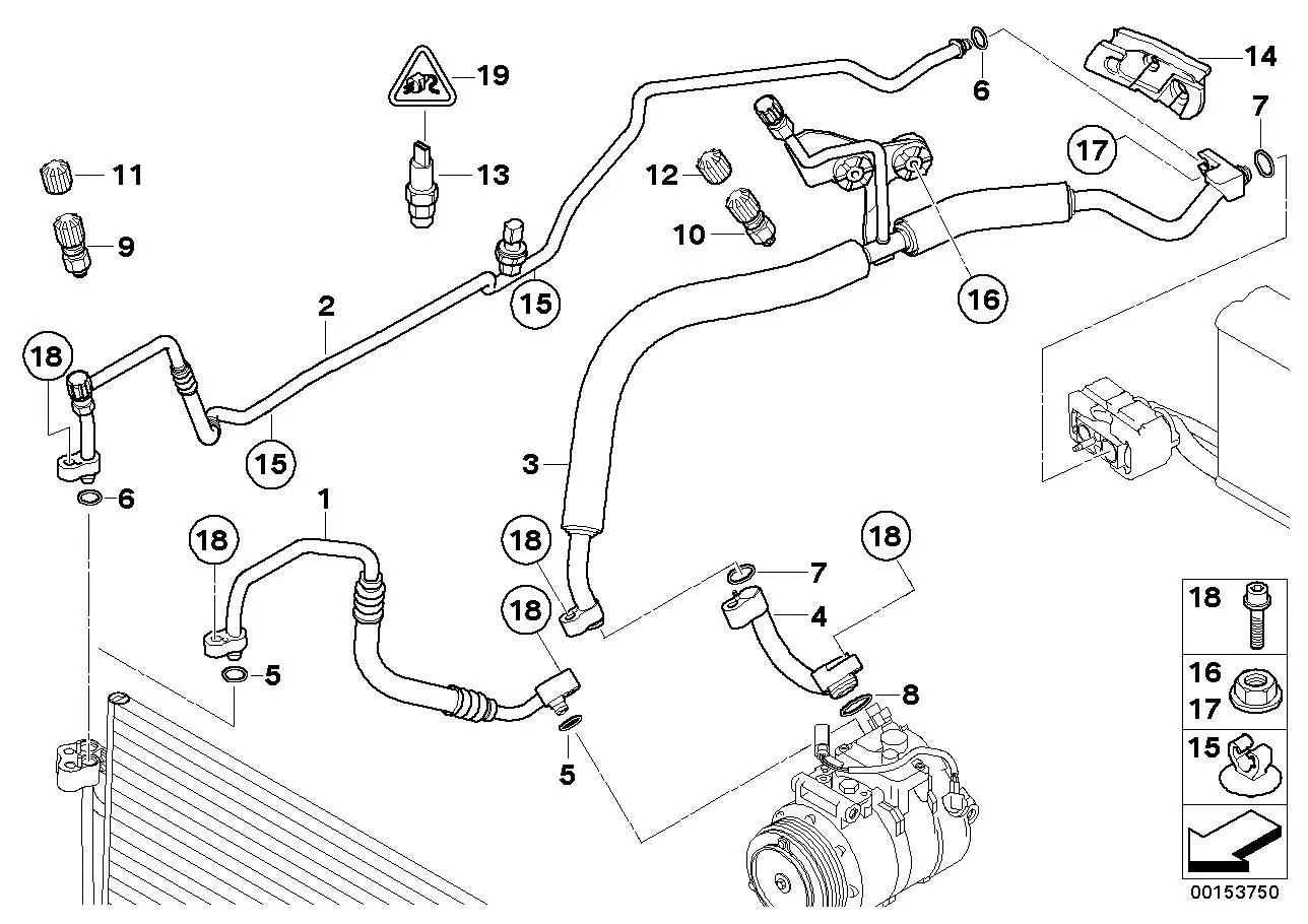 BMW Druckleitung Kompressor-Kondensator E60 E61 64509119700