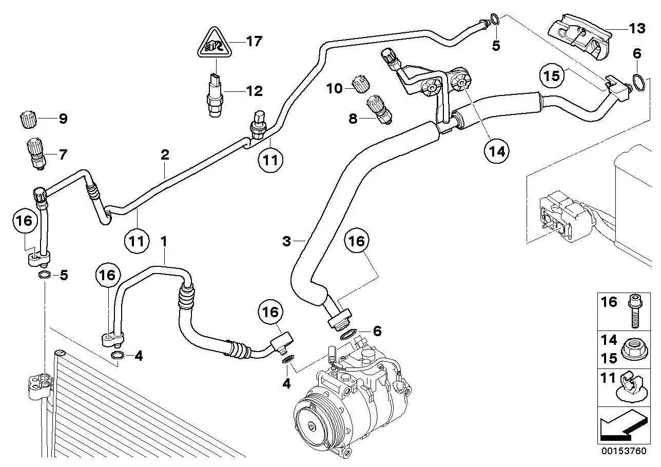 BMW Druckleitung Kompressor-Kondensator E60 E61 E63 E64 645091818