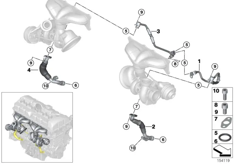 BMW Ölleitung Vorlauf E71 E82 E88 E89 E90 E91 E92 E93 F01 F02 114