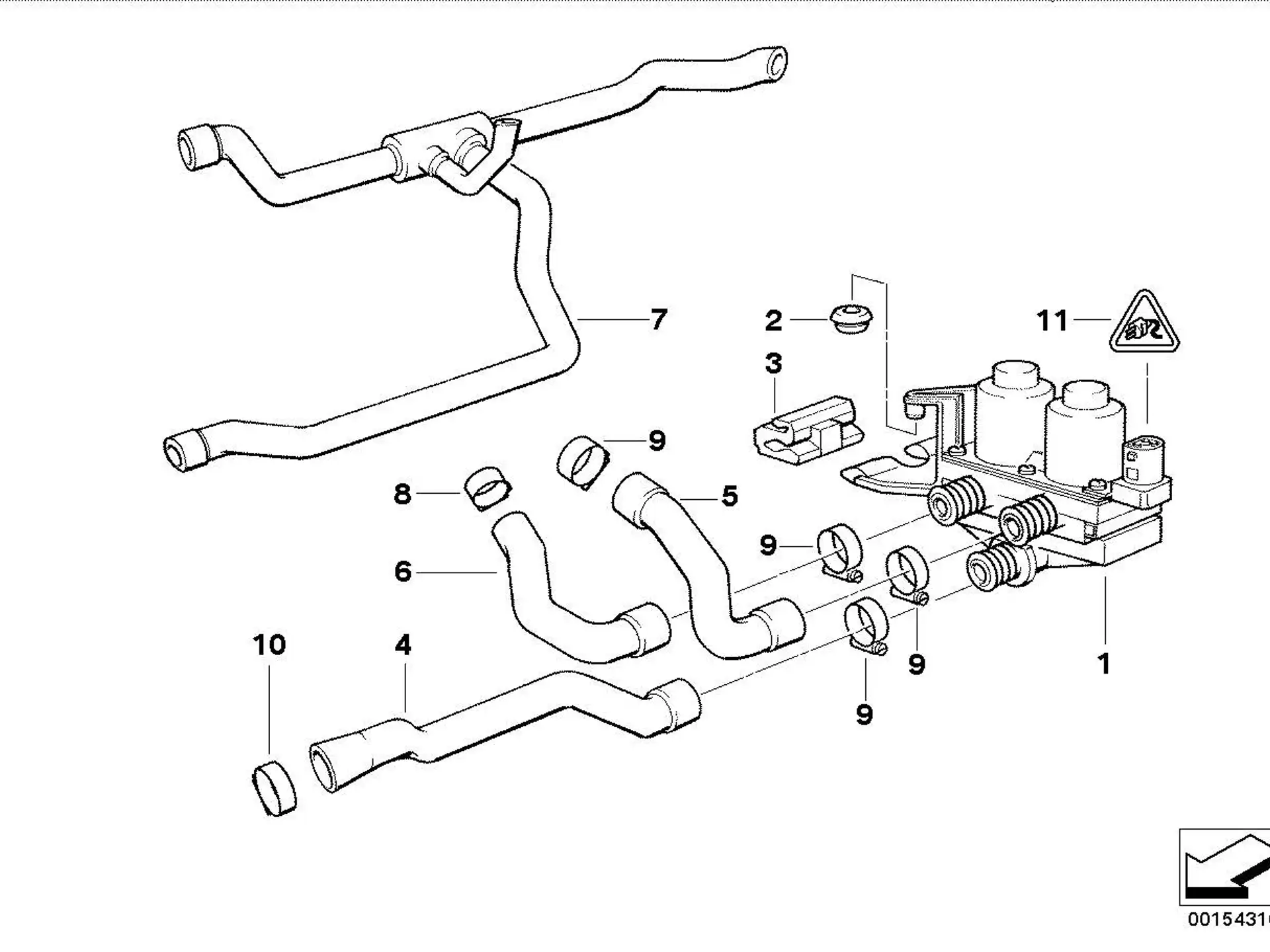 BMW Schlauch Wasserventil-Heizkörper rechts E36 64211394292