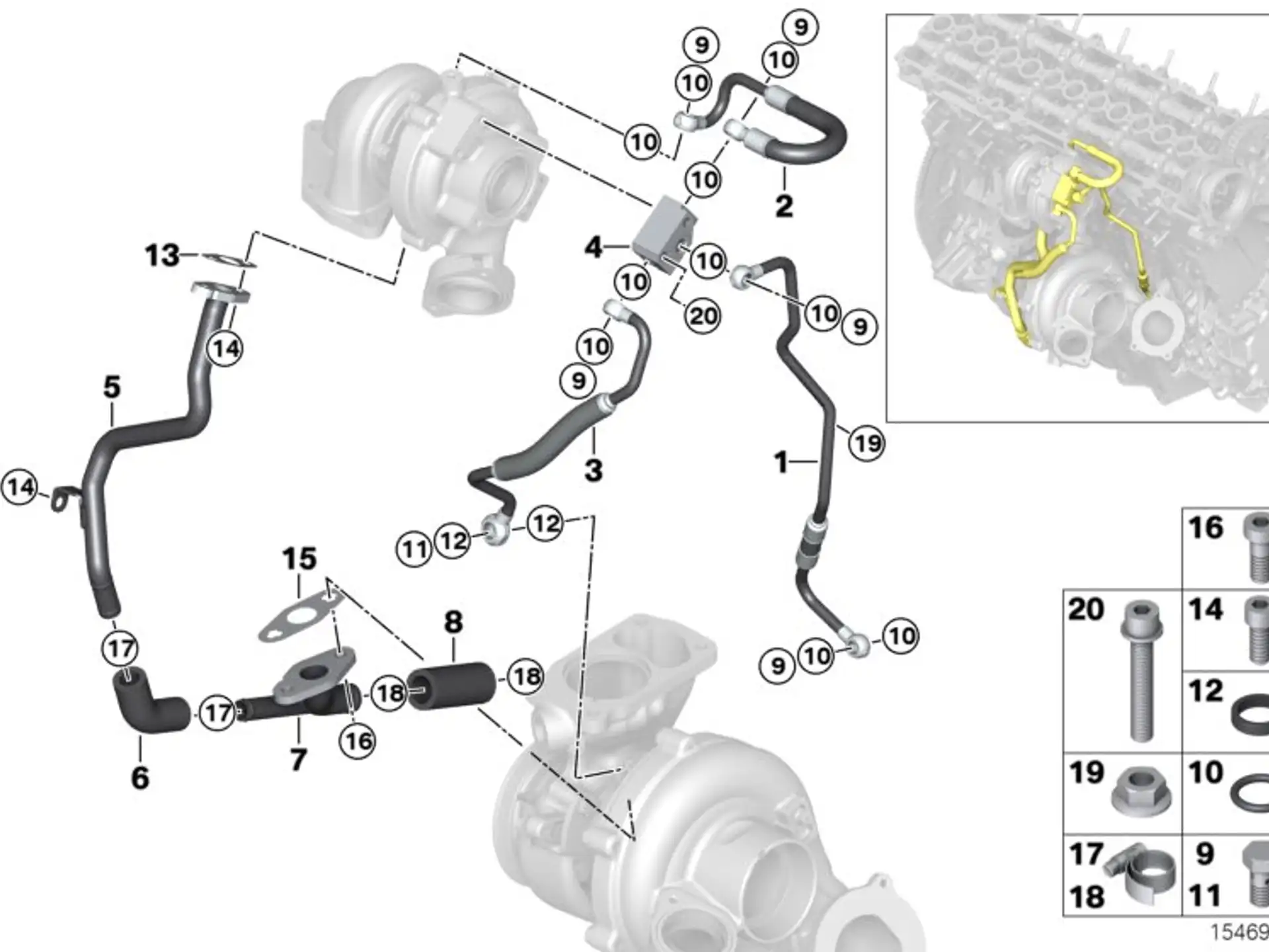 BMW Rücklaufleitung E60 E61 E63 E64 E70 E71 E83 E90 E91 E92 11427795974