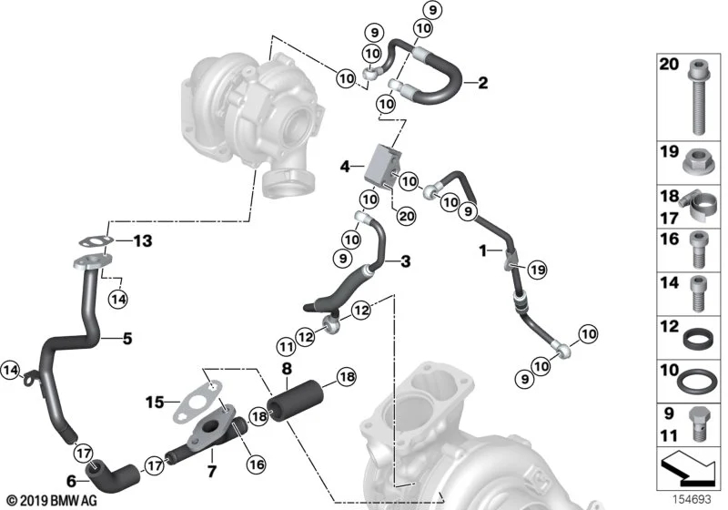 BMW Rücklaufleitung E60 E61 E63 E64 E70 E71 E83 E90 E91 E92 11427795975