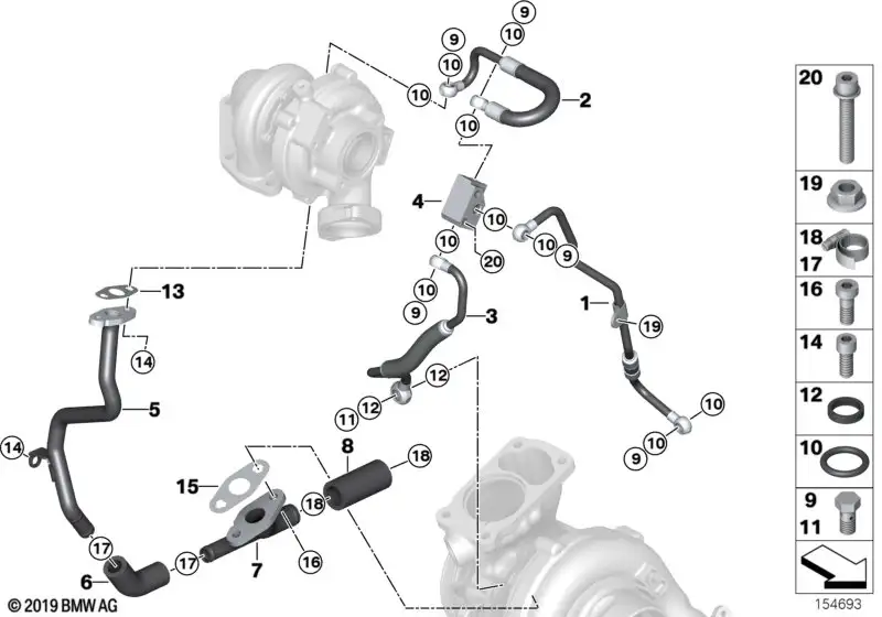 BMW Rücklaufleitung E60 E61 E63 E64 E70 E71 E83 E90 E91 E92 11427