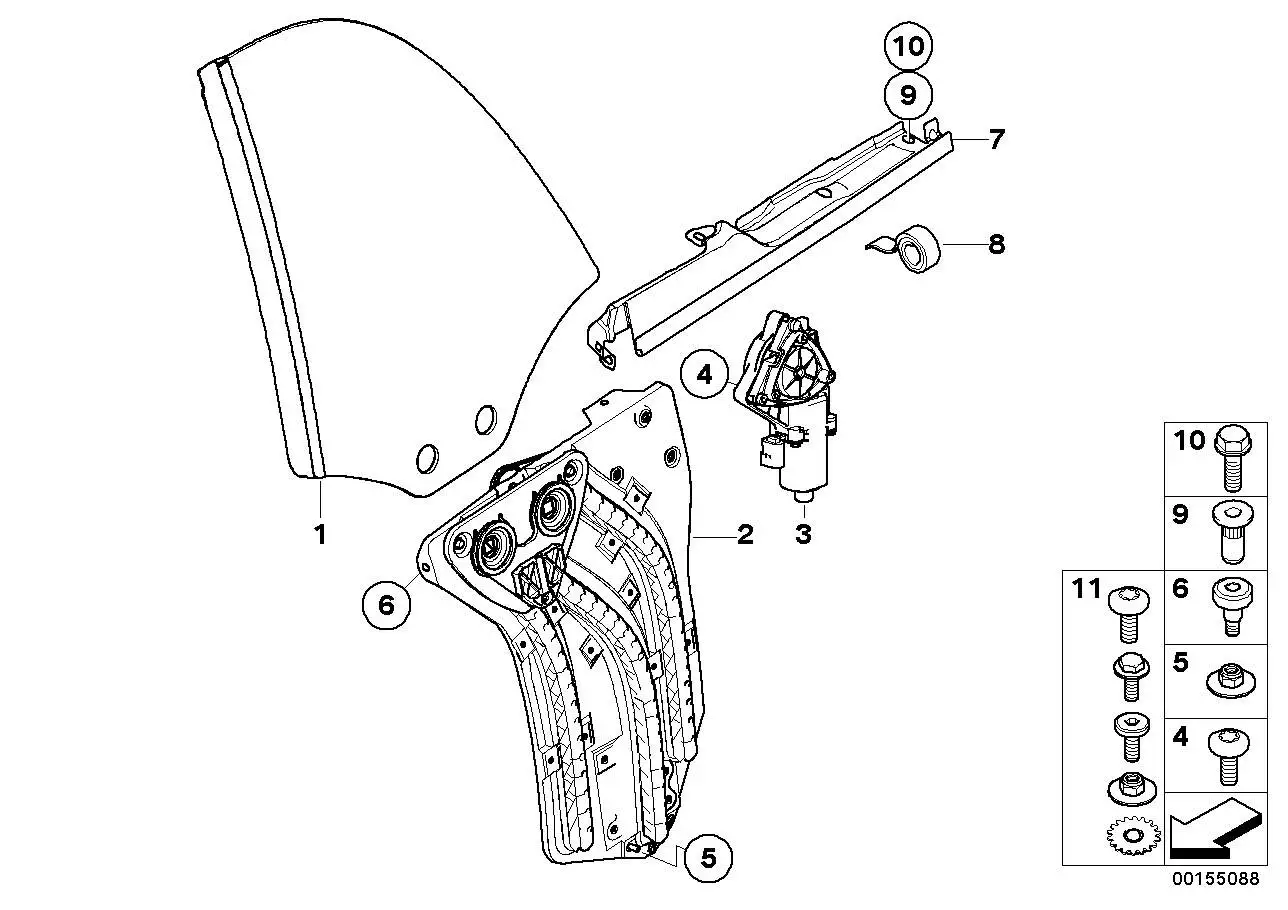 BMW Fensterheber elektrisch hinten links R52 R57 51377111017 - MI