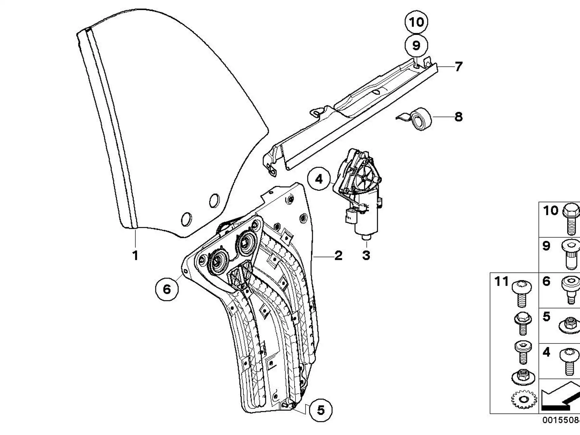 BMW Fensterheber elektrisch hinten rechts R52 R57 51377111018