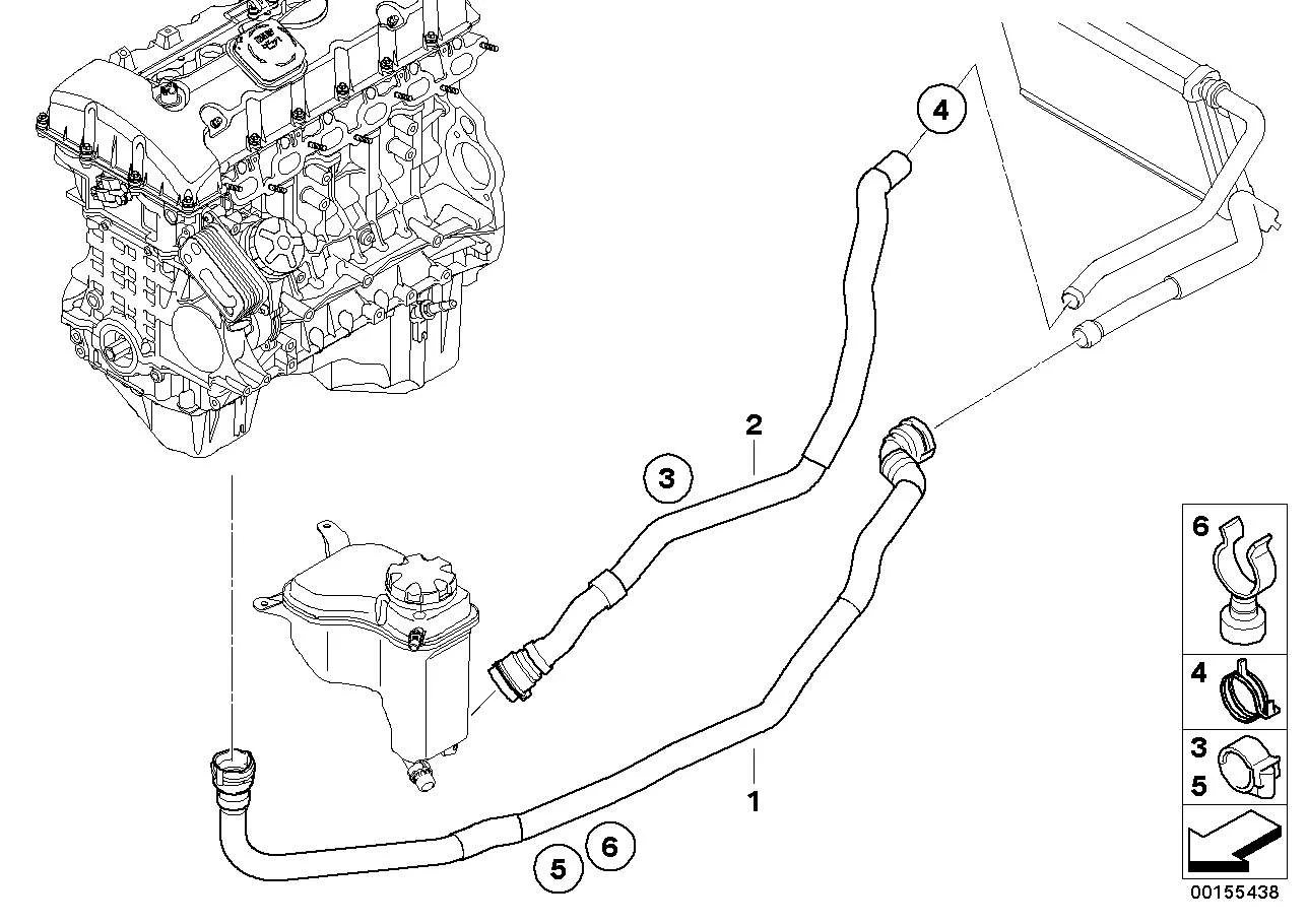 BMW Schlauch Motorvorlauf-Heizkörper E82 E88 E90 E91 E92 E93 64216983858