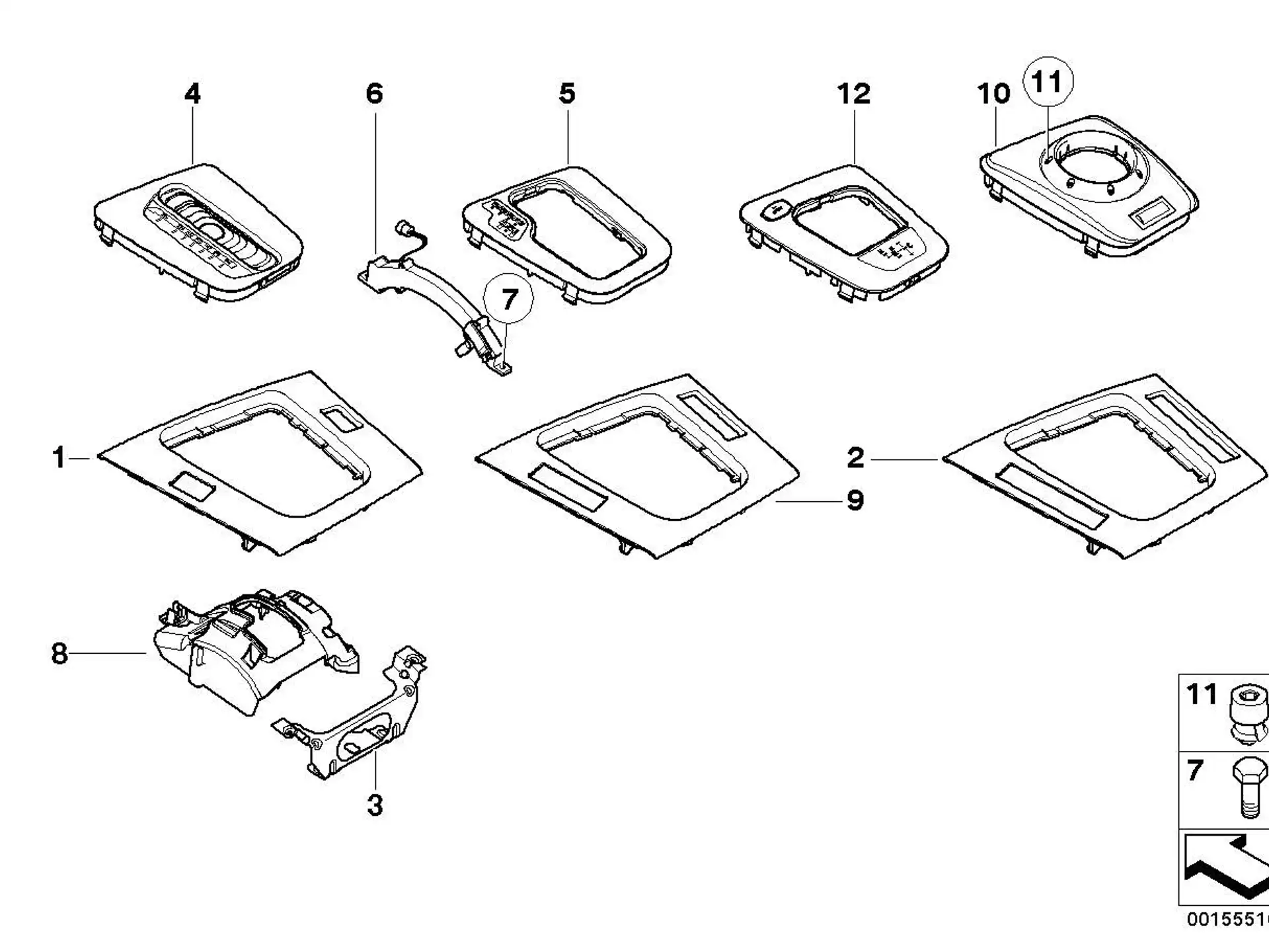 BMW Blende Vorwahlhebel Steptronic E46 51167059413
